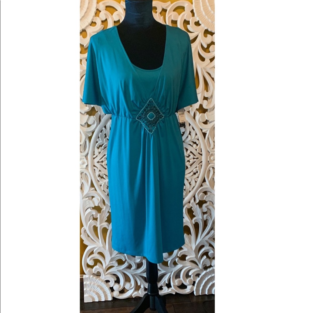 Turquoise dress or beach cover sz M NWT